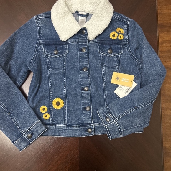 Girls Gymboree Denim Blue Jean Jacket Embroidered Flowers  Large Cute! - Picture 1 of 7